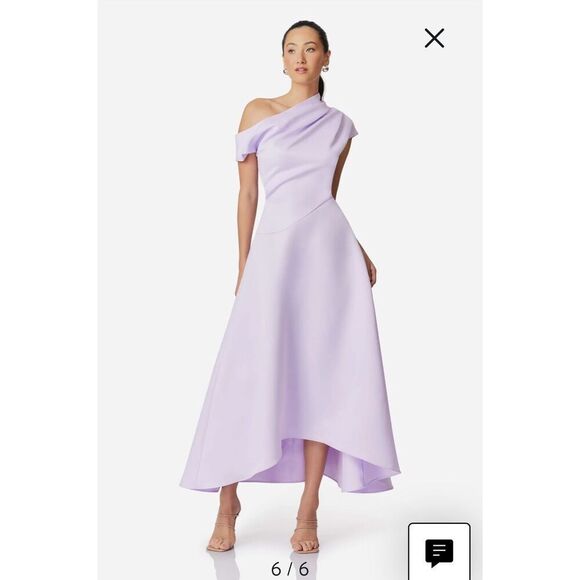 Elliatt Marissa One-Shoulder Satin High-Low Gown in Lilac size S Bridal NWT - Picture 3 of 7